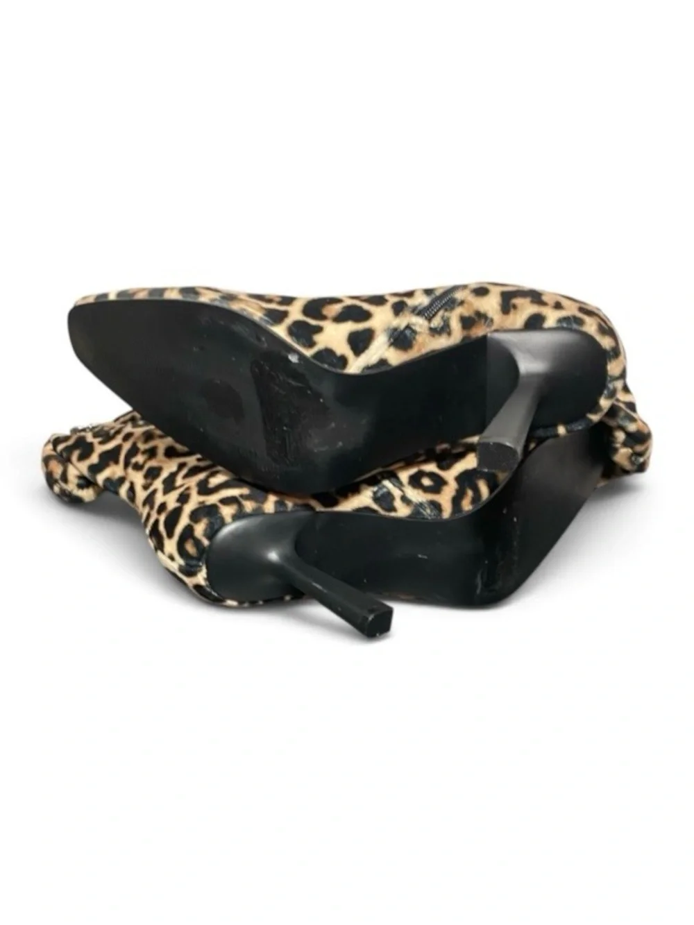 Steve Madden Women’s Velvet Leopard Print Ankle Booties Shoes Sz-8.5